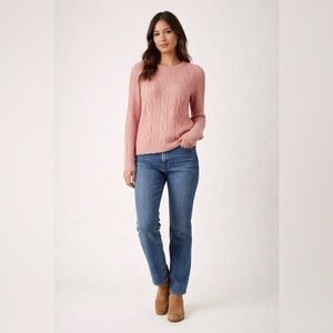 Philosophy Republic Cable Knit Crewneck Sweater in Dusty Rose Pink~Size Large